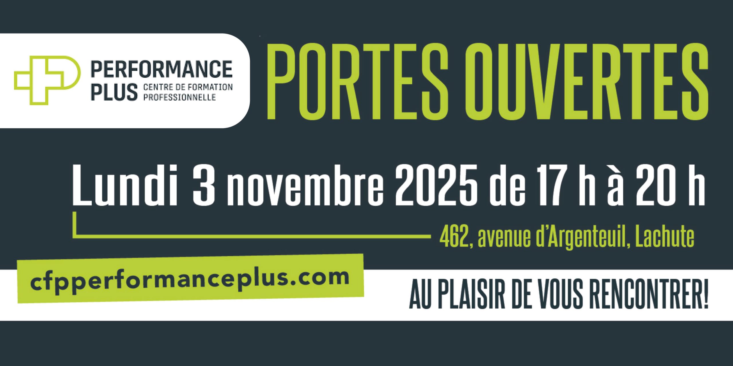Panneau - Portes ouvertes 2025 - Performance Plus